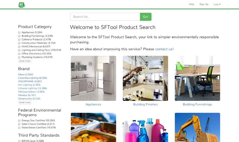 SFTool Product Search Homepage