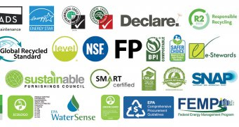 Decorative image for Environmental Purchasing Programs that shows the logos for dozens of programs