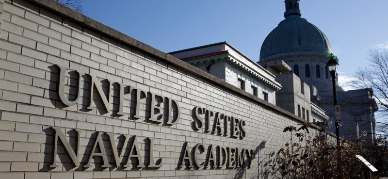 An entrance to the U.S. Naval Academy campus in Annapolis, Maryland